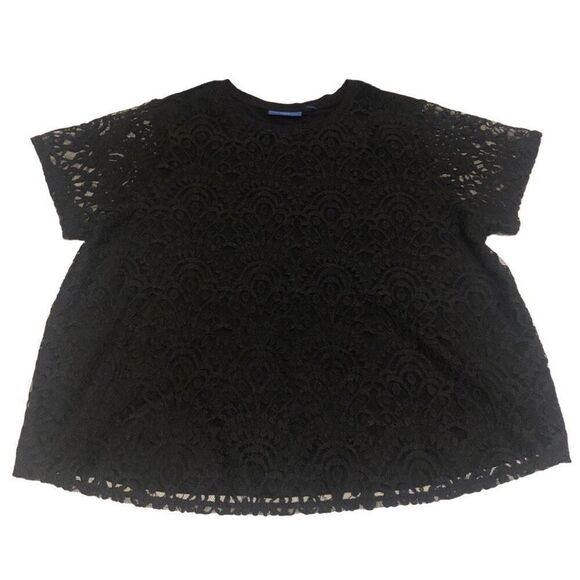 Apt 9 Crochet Overlay Front Scoop Neck Short Sleeve Top Sz XXL - Picture 6 of 10